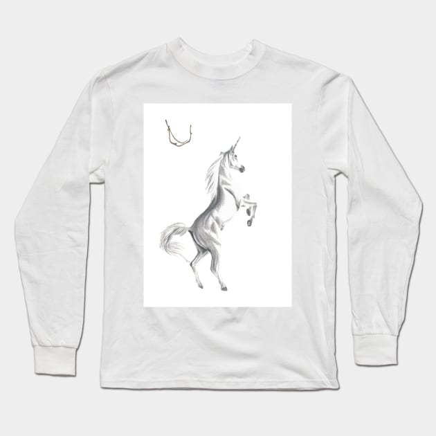 U for unicorn alphabet illustration, pencil illustration from my alphabet series Long Sleeve T-Shirt by DamiansART